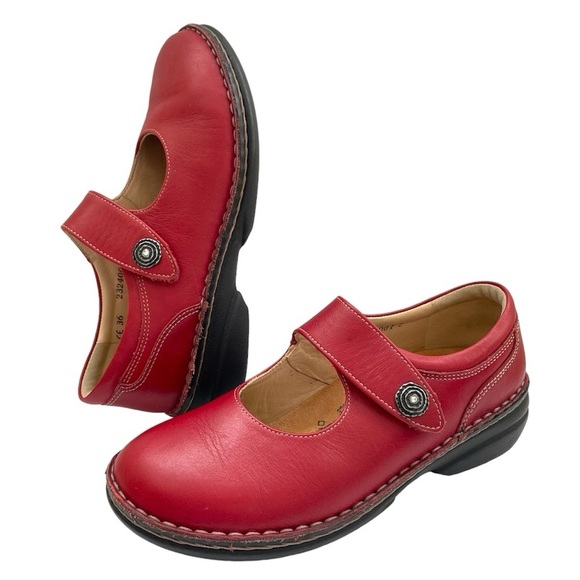 Finn Comfort Red Mary Jane Laval Nappa Leather Loafers Shoes Comfort 36 Wide - Picture 4 of 13